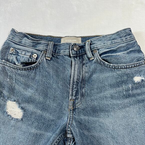 Everlane The Denim Short Size 24 Distressed Raw Hem Organic Cotton Casual Summer - Picture 3 of 9